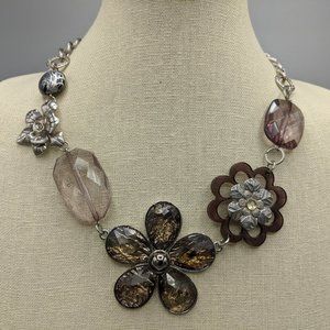NY&C Statement Necklace w/ Faux Crystals & Flowers
